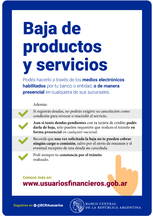 Baja de productos y servicios